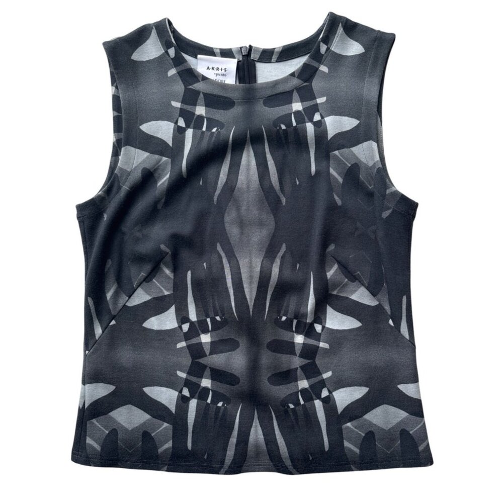 Akris Punto Womens  Size US 10 Medium to LArge sleeveless Black gray  Top